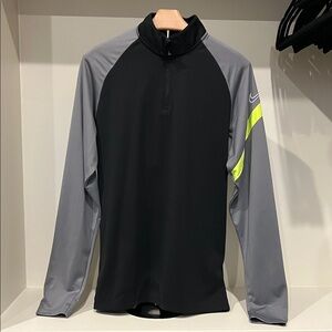 Nike Black and Gray Quarter Zip Top with Yellow Accent